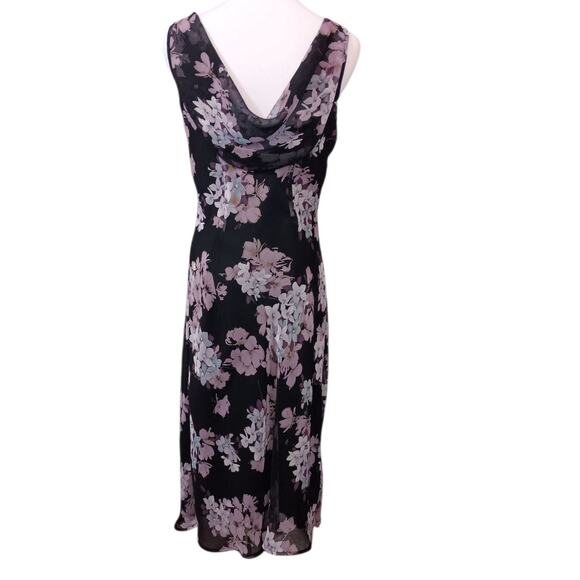Y2K 90s VINTAGE Floral Long Midi Dress S Whimsigoth Flowy Black Purple Cottage‎ - Picture 3 of 10